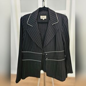 075. Studio Black Pinstripe Blazer with Notched Lapel